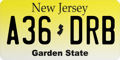 NJ license plate A36DRB