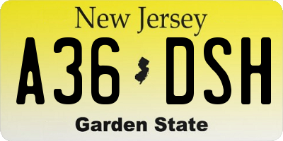 NJ license plate A36DSH