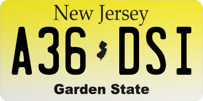 NJ license plate A36DSI