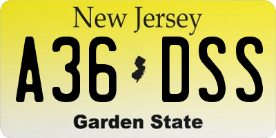 NJ license plate A36DSS
