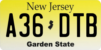 NJ license plate A36DTB