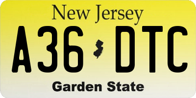 NJ license plate A36DTC