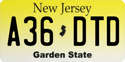 NJ license plate A36DTD