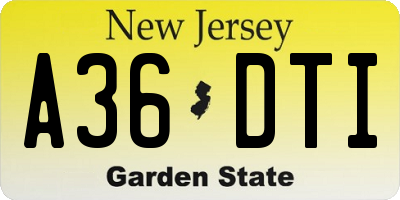 NJ license plate A36DTI