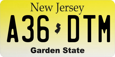NJ license plate A36DTM