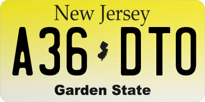 NJ license plate A36DTO