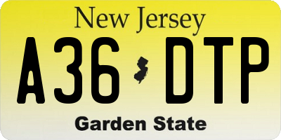 NJ license plate A36DTP