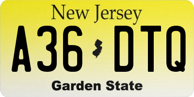 NJ license plate A36DTQ