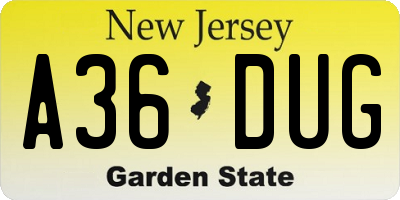 NJ license plate A36DUG