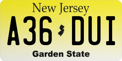 NJ license plate A36DUI