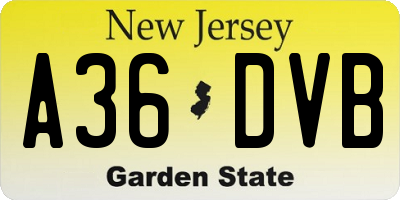 NJ license plate A36DVB