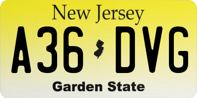 NJ license plate A36DVG