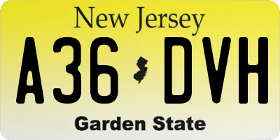 NJ license plate A36DVH