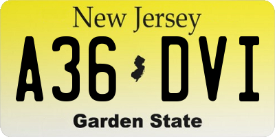NJ license plate A36DVI