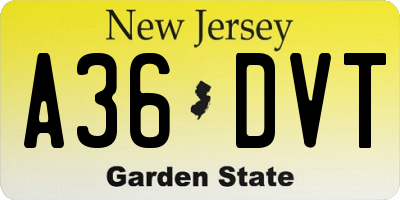 NJ license plate A36DVT