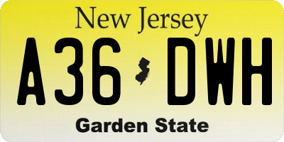 NJ license plate A36DWH