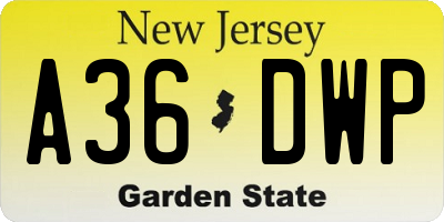NJ license plate A36DWP