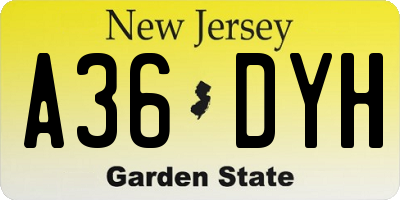 NJ license plate A36DYH