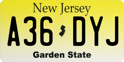 NJ license plate A36DYJ