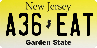 NJ license plate A36EAT