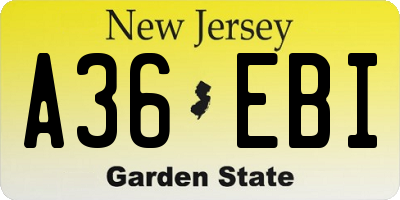 NJ license plate A36EBI