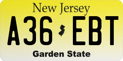 NJ license plate A36EBT