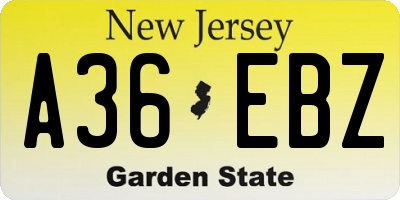 NJ license plate A36EBZ