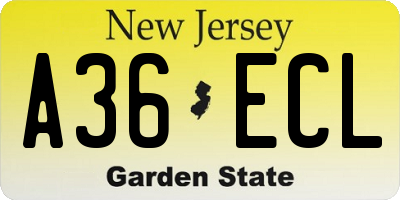 NJ license plate A36ECL