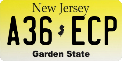 NJ license plate A36ECP