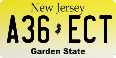 NJ license plate A36ECT
