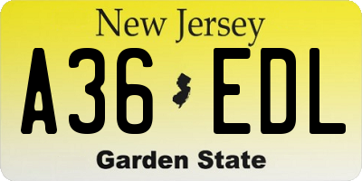 NJ license plate A36EDL