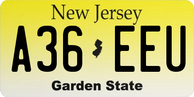 NJ license plate A36EEU