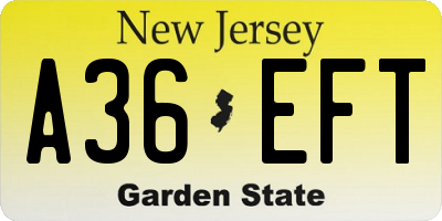 NJ license plate A36EFT