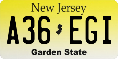 NJ license plate A36EGI