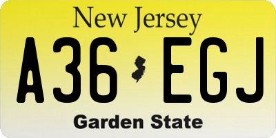 NJ license plate A36EGJ