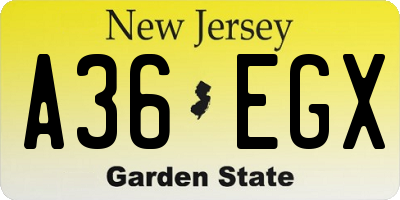 NJ license plate A36EGX