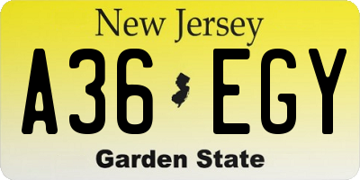 NJ license plate A36EGY