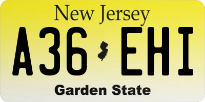 NJ license plate A36EHI