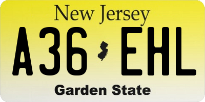 NJ license plate A36EHL