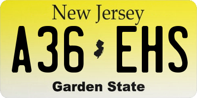 NJ license plate A36EHS