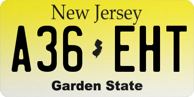 NJ license plate A36EHT