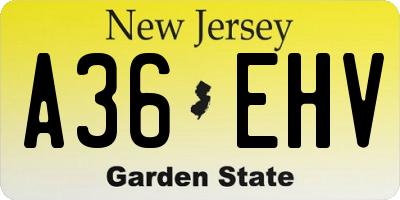NJ license plate A36EHV