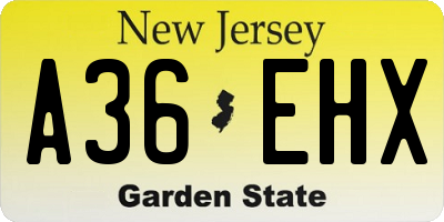 NJ license plate A36EHX