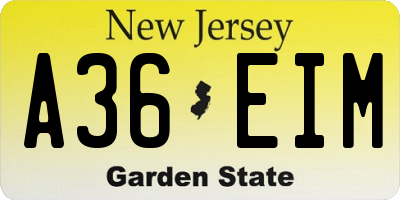 NJ license plate A36EIM