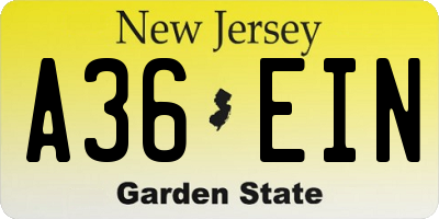 NJ license plate A36EIN