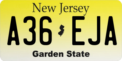 NJ license plate A36EJA