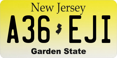 NJ license plate A36EJI