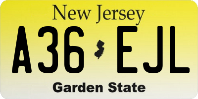 NJ license plate A36EJL