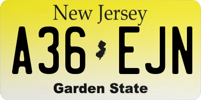 NJ license plate A36EJN