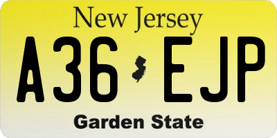 NJ license plate A36EJP